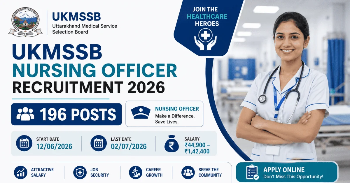 UKMSSB Nursing Officer Recruitment 2026: Apply for 196 Posts